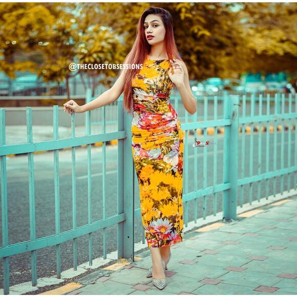 ZARA Draped Multicolor Midi Dress Blogger Fave NWT Size M - Picture 14 of 16